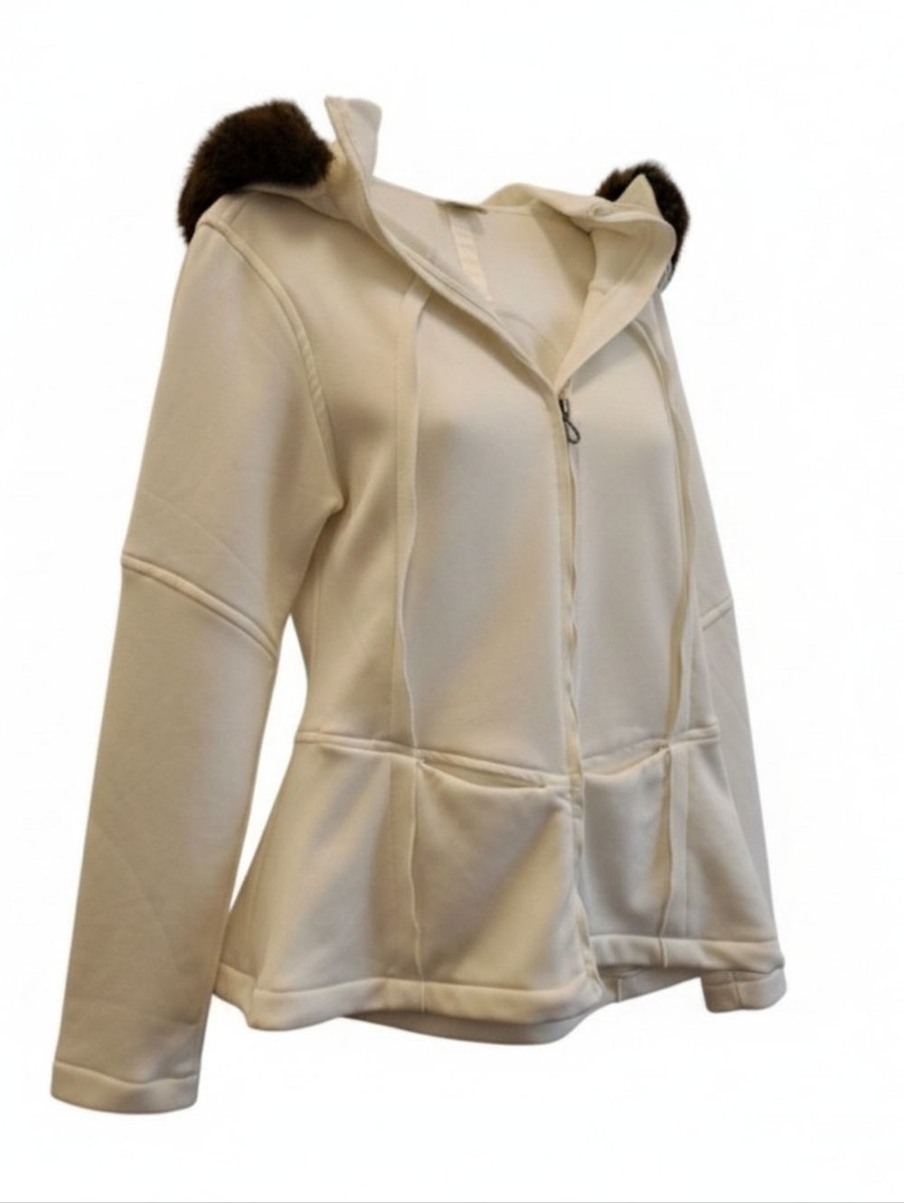 Athleta Women's Cream Hooded Jacket Size Medium Zip UP